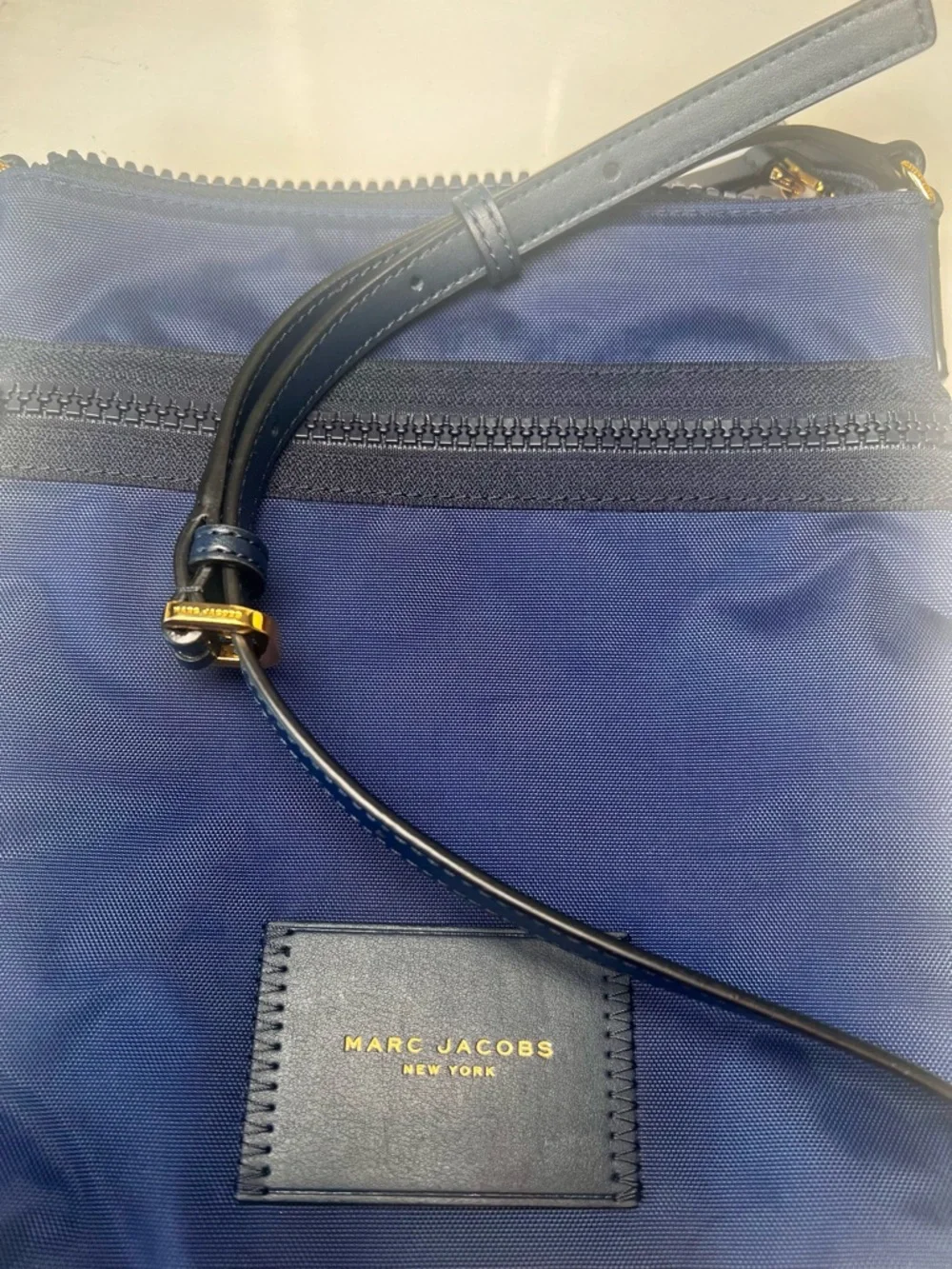 Marc Jacobs EUC Navy Nylon Biker Crossbody Bag with Gold Hardware - Picture 11 of 13